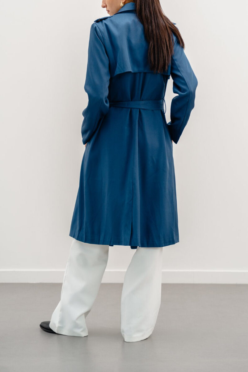 Classic Blue Trench Coat - Image 2