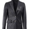 Women's Premium Black Leather Blazer Jacket
