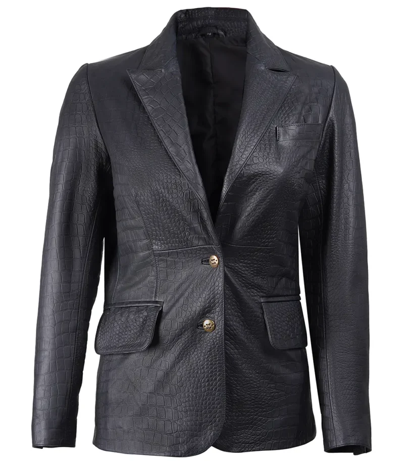 Women's Premium Black Leather Blazer Jacket