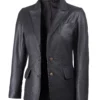 Women's Premium Black Leather Blazer Jacket - Image 5