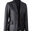 Women's Premium Black Leather Blazer Jacket - Image 2